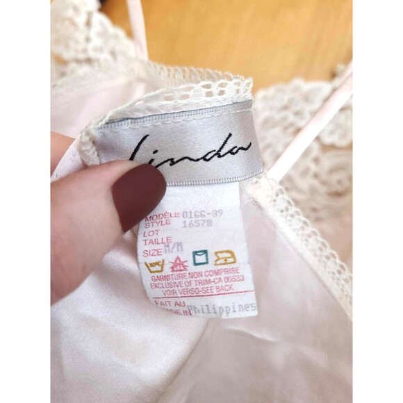 Vintage Y2K Coquette Girly Soft Girl Era Dainty Pink Satin Tank Top Lace MEDIUM - Picture 3 of 6